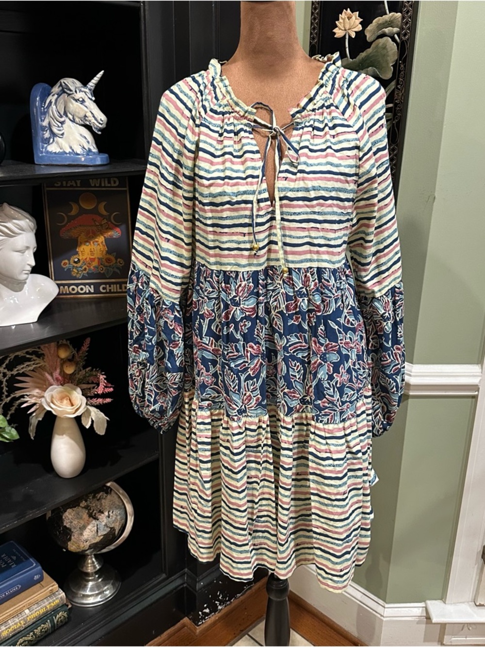 King + Pitt Boho Mini Dress – 100% Cotton – Size Small (Oversized Fit)